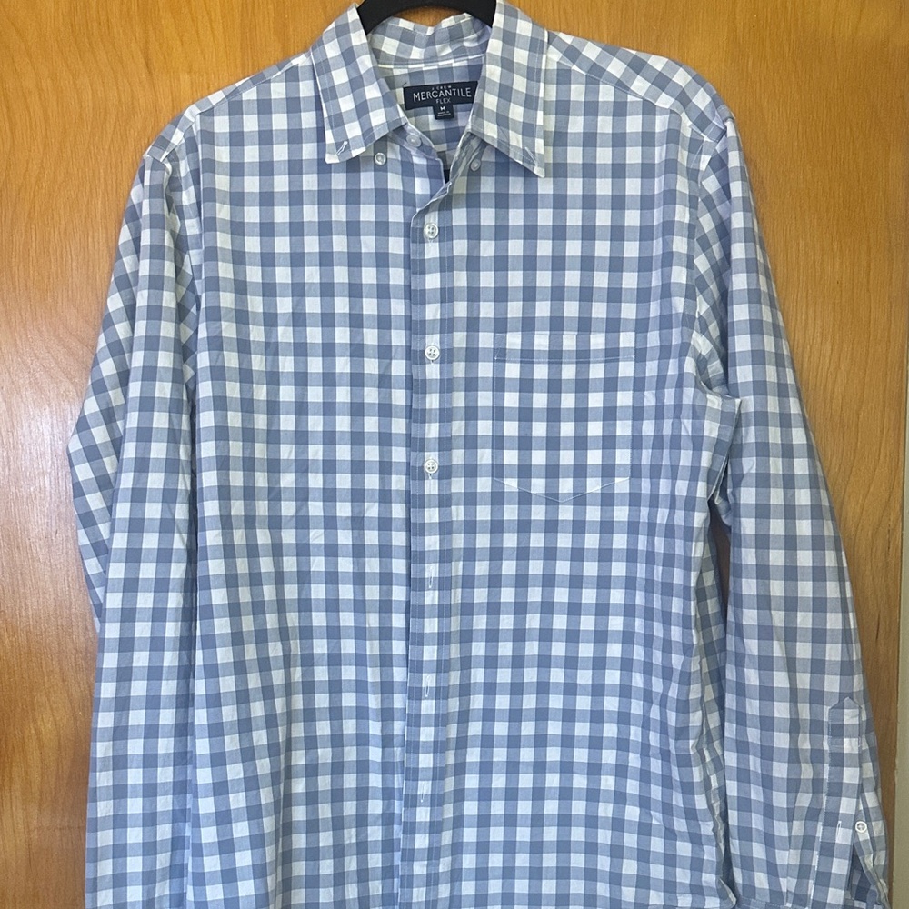 Men’s J Crew Light Blue and White Gingham Button-Down Shirt